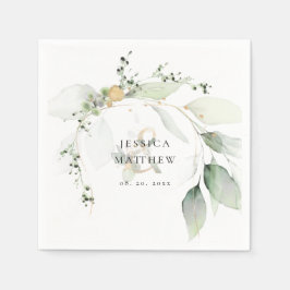 Moderne Grüne und Gold Eukalyptus Wedding Serviette