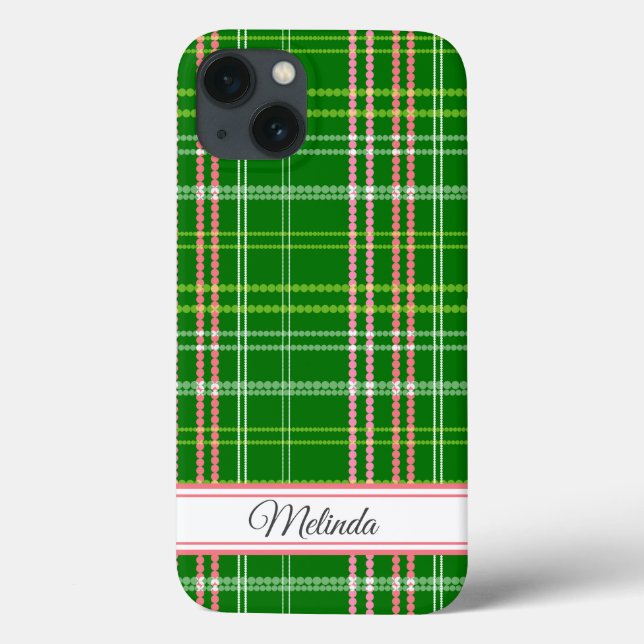 Moderne, grüne und rosa Punkte - kundenspezifische Case-Mate iPhone Hülle (Rückseite)