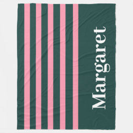 Moderne grüne und rosa weiße Monogramm-Name Fleecedecke