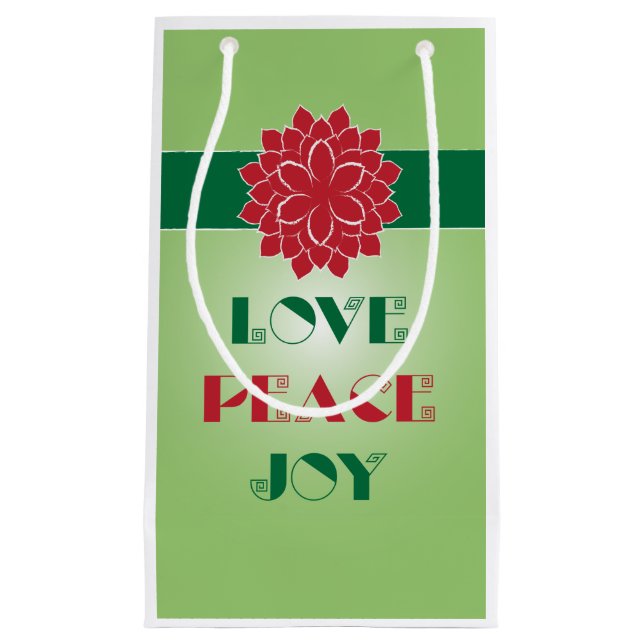 Moderne grüne und rote Liebe, Frieden, Jozia Kleine Geschenktüte (Vorderseite)