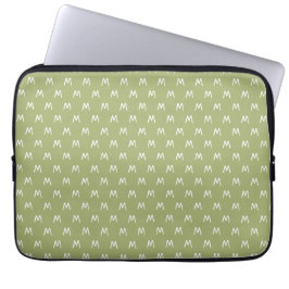 Moderne grüne und weiße Monogramm Laptopschutzhülle