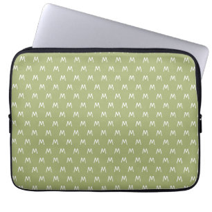 Moderne grüne und weiße Monogramm Laptopschutzhülle
