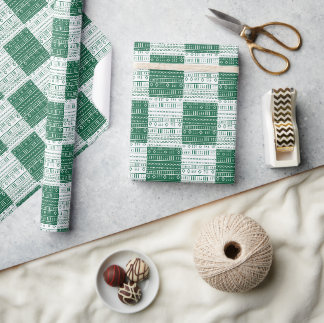 Moderne grüne und weiße Mudcloth-afrikanisch inspi Geschenkpapier