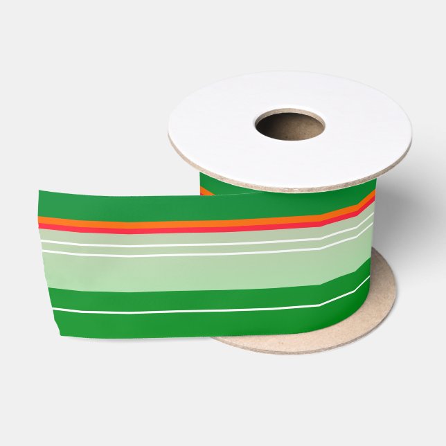 Moderne grüne Weihnachten gestreift Satinband (Spule)