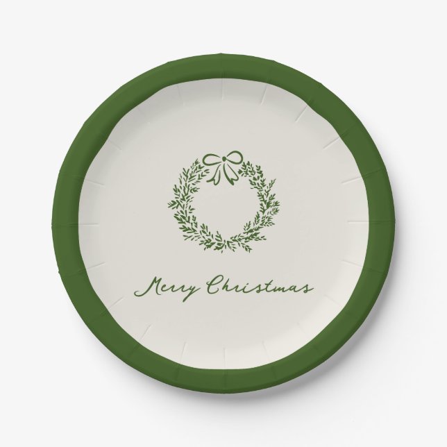 Moderne grüne Weihnachten Pappteller (Vorderseite)
