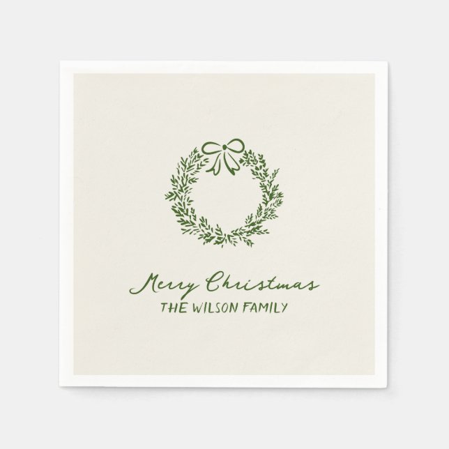 Moderne grüne Weihnachten Serviette (Vorderseite)