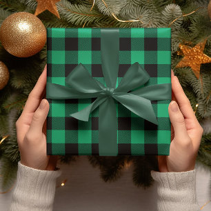 Moderne grüne Weihnachts-Karopackpapier Geschenkpapier