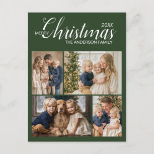 Moderne grüne Weihnachtskarte für mehrere Familien Postkarte