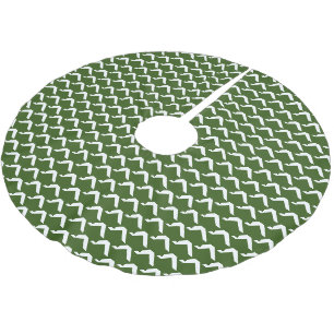 Moderne grüne weiße skandinavische Weihnachtsbaume Polyester Weihnachtsbaumdecke