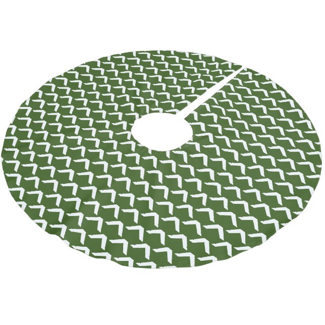 Moderne grüne weiße skandinavische Weihnachtsbaume Polyester Weihnachtsbaumdecke (Schrägansicht)