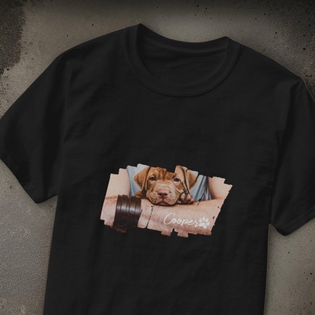 Moderne Grunge Coole Typografie Name Foto Paw T-Shirt (Von Creator hochgeladen)