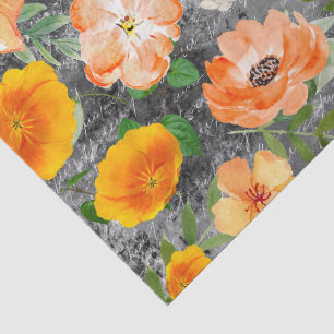 Moderne grunge, schwarz-gelbe Blumen decoupierend Seidenpapier
