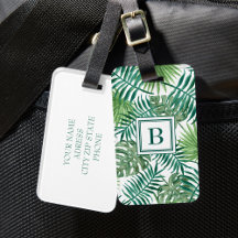 Moderne Grünpalme Verlasse Mit Monogramm