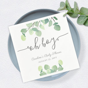 Moderne Grünpflanzen Eukalyptus Oh Boy Baby Dusche Serviette