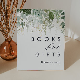 Moderne Grünpflanzen Kinderdusche Bücher und Gesch Sockelschild