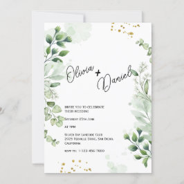 Moderne Grünpflanzen Typografie Hochzeitseinladung Einladung