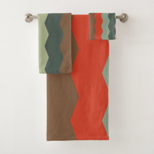 Moderne Grüntöne und Orange aus dem Mittelalter Badhandtuch Set