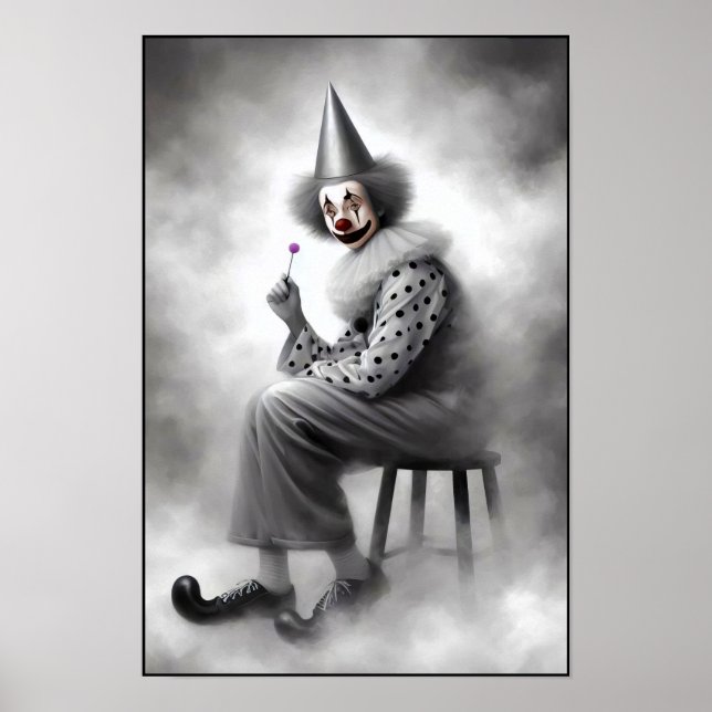 Moderne Grusel-Clown-Porträt  Poster (Vorne)