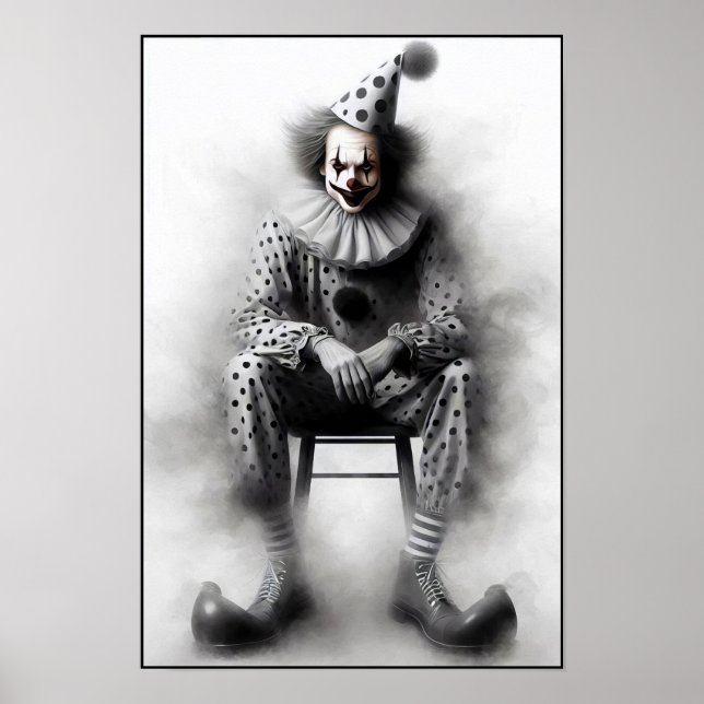 Moderne Grusel-Clown-Porträt  Poster (Vorne)