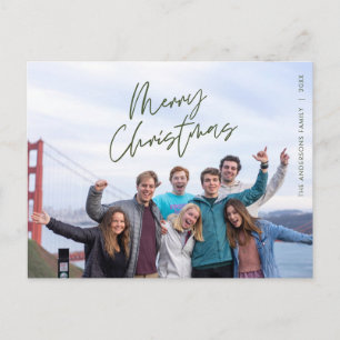 Moderne Gruß, frohe Weihnachten Familie Foto Post Postkarte