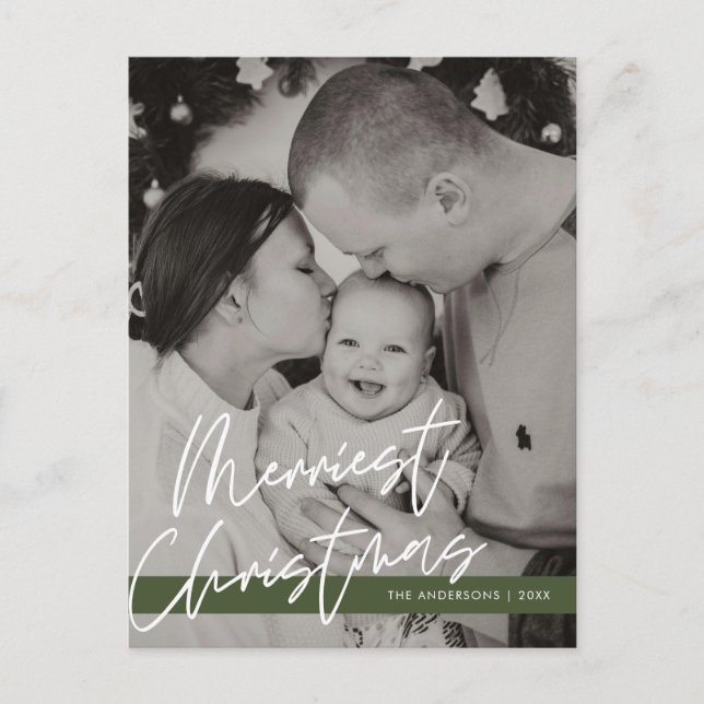 Moderne Gruß, frohe Weihnachten Familie Foto Postkarte (Vorderseite)