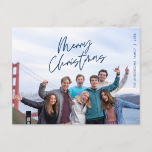Moderne Gruß, frohe Weihnachten Familie Foto Postkarte
