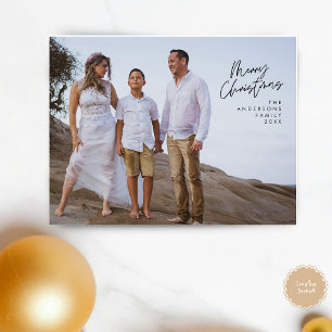 Moderne Gruß, frohe Weihnachten Familie Foto Postkarte