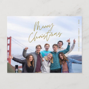 Moderne Gruß, frohe Weihnachten Familie Foto Postkarte