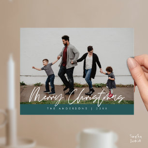 Moderne Grüße, Frohe Weihnachten Familienfoto-Pos Postkarte