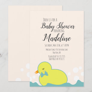 Moderne Gummiente Gelb Warm Baby Shower Einladung