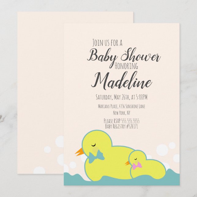 Moderne Gummiherden Beige Babydusche Einladung (Vorne/Hinten)
