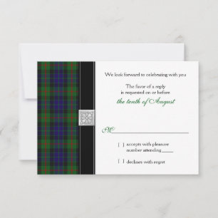 Moderne Gunn Tartan Wedding RSVP Antwortkarte Karte