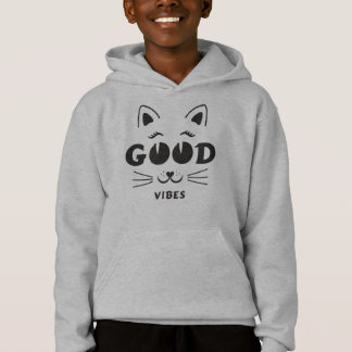 Moderne gute Schwingungen Katzen-Gesicht - minimal Hoodie