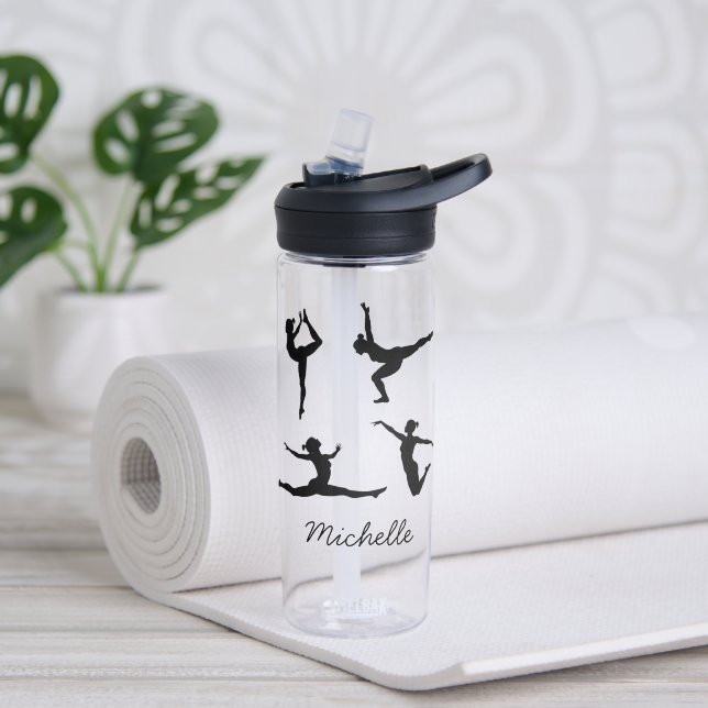 Moderne GymnastikGirls ,Gymnast-Silhouette Trinkflasche (Yoga)