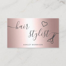 Moderne Haar stylistische Rose Gold Metallschere Visitenkarte