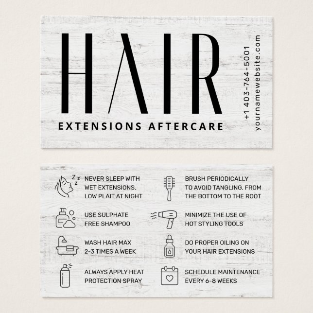 Moderne Haarbilderungen Aftercare Business Card (Vorne & Hinten)