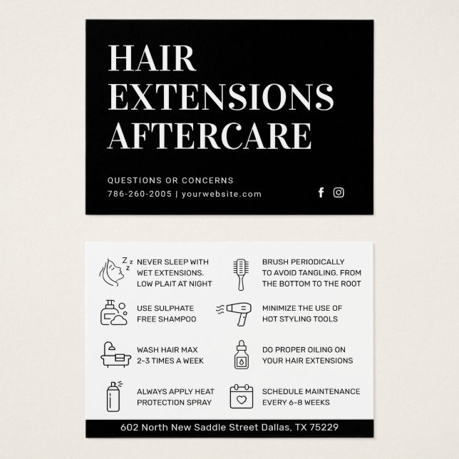Moderne Haarbilderungen Aftercare Business Card (Vorne & Hinten)