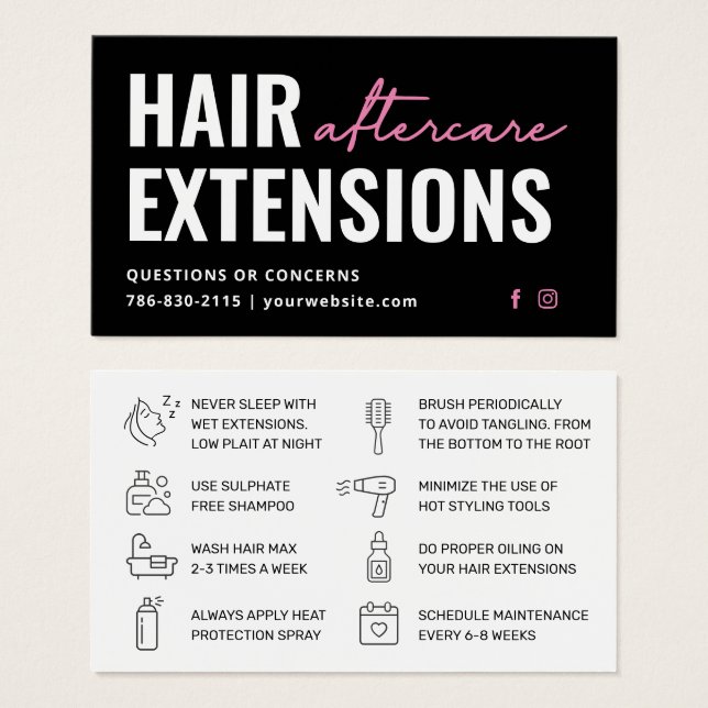 Moderne Haarbilderungen Aftercare Business Card (Vorne & Hinten)