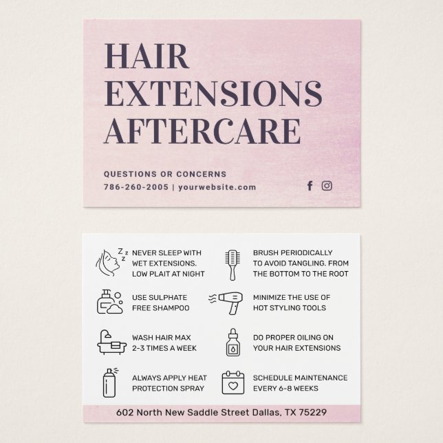 Moderne Haarbilderungen Aftercare Business Card (Vorne & Hinten)