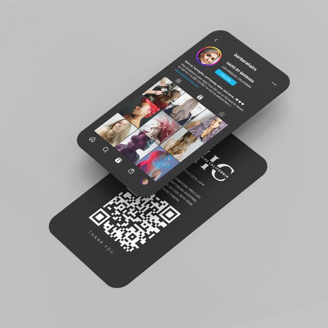 Moderne Haare Monogram Instagramm Dunkel Visitenkarte (Modern Hairstylist Hairs Monogram Instagram Dark black Business Card
)