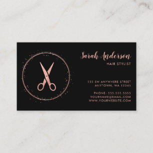 Moderne Haare Stylist Schere Rose Gold Schwarz Visitenkarte