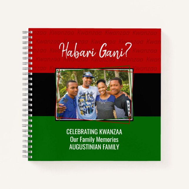 Moderne HABARI GANI Erinnerungen Foto Kwanzaa Notizbuch (Vorderseite)