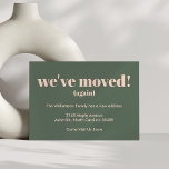 Moderne haben wir neue Zuhause in rosa grün versch Ankündigung<br><div class="desc">Modern haben wir die Ankündigung der Zuhause Moving in Forest Green and Peach</div>