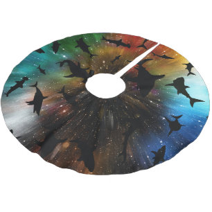 Moderne Hai Gefälle farbenfrohe Galaxie Weltraum Polyester Weihnachtsbaumdecke