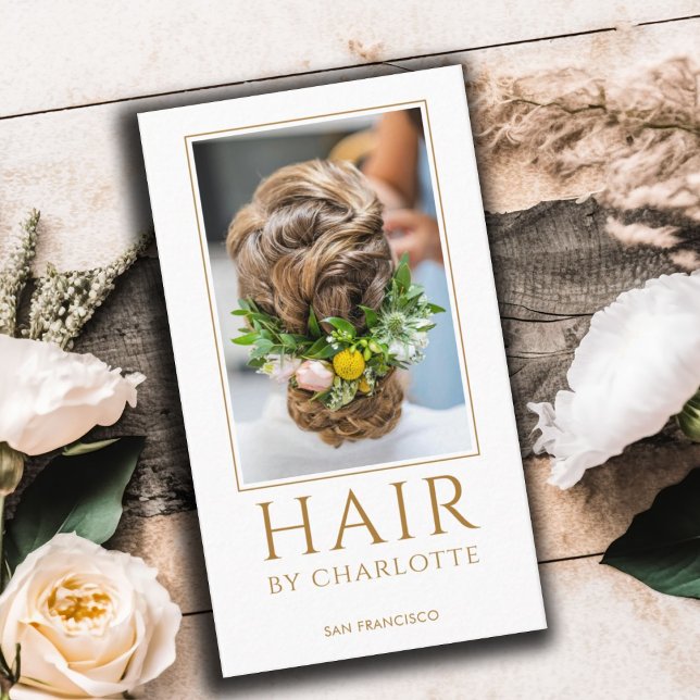 Moderne Hair Stylist Foto Business Card Visitenkarte (Von Creator hochgeladen)