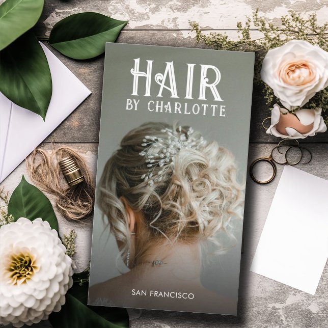 Moderne Hair Stylist Foto Business Card Visitenkarte (Von Creator hochgeladen)