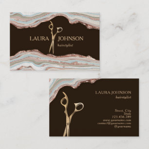 Moderne Hair Stylist Gold Scissour Business Card Visitenkarte