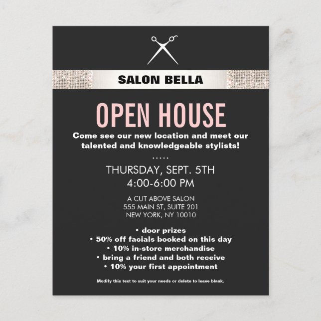 Moderne Hair Stylist Scheren Silver Sequins Salon Flyer (Vorne)
