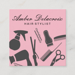 Moderne Hair Stylist Tools Quadratische Visitenkarte