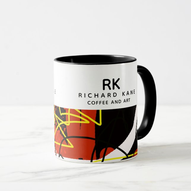 Moderne, halb Abstrakte Tasse mit Namen (VorderseiteRechts)